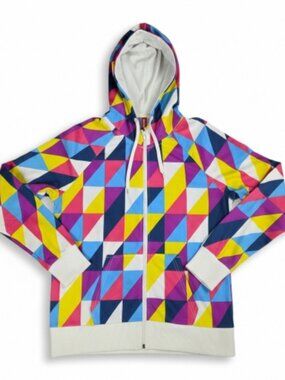 H&M Divided Multicolor Geometric Tracksuit Jacket Womens Size 12 Full Zip Hooded